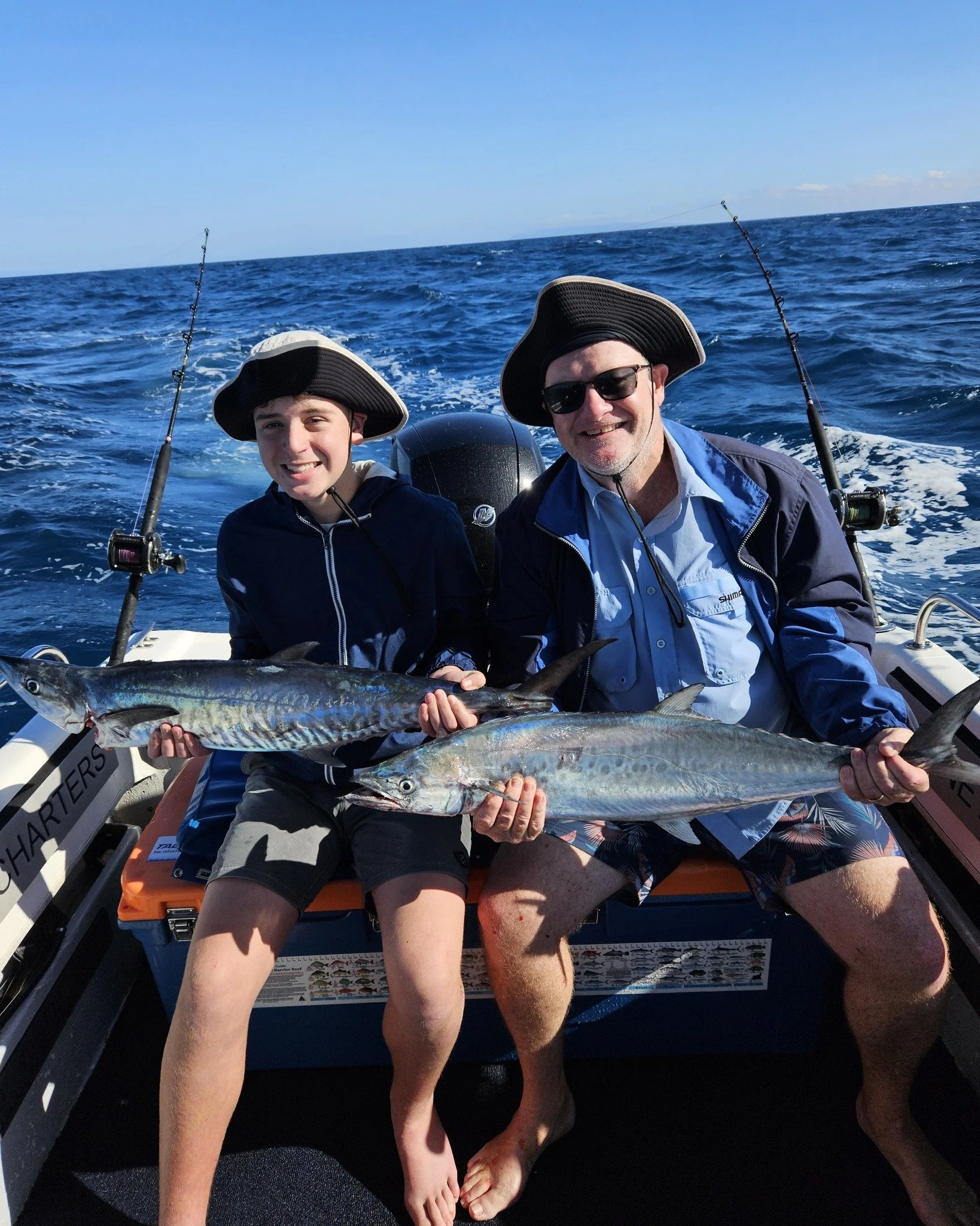 Father and son fishing charter out wide chasing pelagics. The tax men played there part again unfortunately. #magneticislandfishingcharters #lowrance #uglystick #halco #pelagicworldwide #pelagic #pelagicfishing #pelagics #spanishmackerel #fishingchar