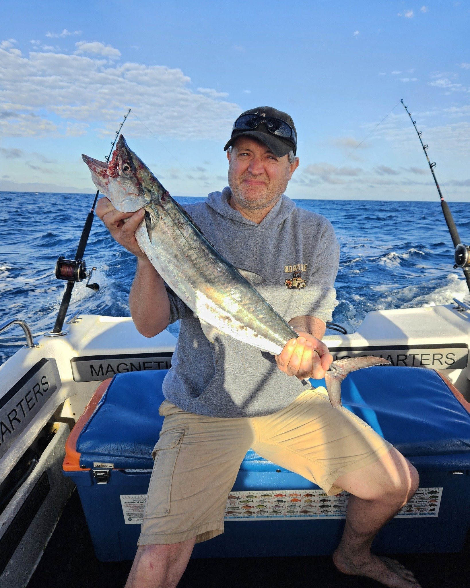 The boys landed some Mackerel and Trevally on a trying day with tides and wind out wide. The tax man unfortunately took a big Spanish Mackerel from us which was a shame.  #magneticislandfishingcharters #lowrance #uglystick #halco #pelagicworldwide #p