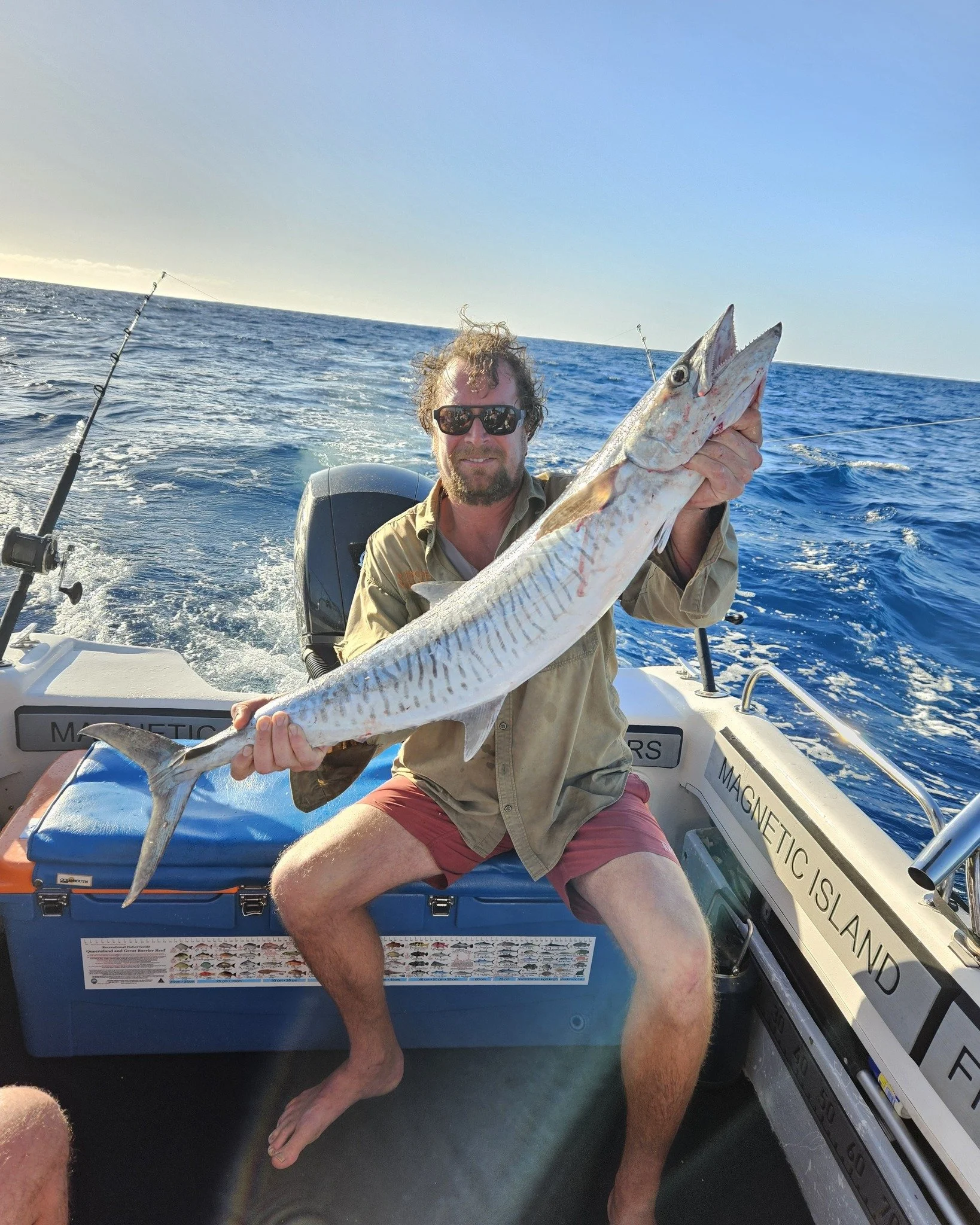 The boys had a great day chasing Spanish Mackerel out wide on the shoal grounds. Out again tomorrow and hopefully the wind disappears for another great days fishing.  #magneticislandfishingcharters #lowrance #uglystick #halco #pelagicworldwide #pelag