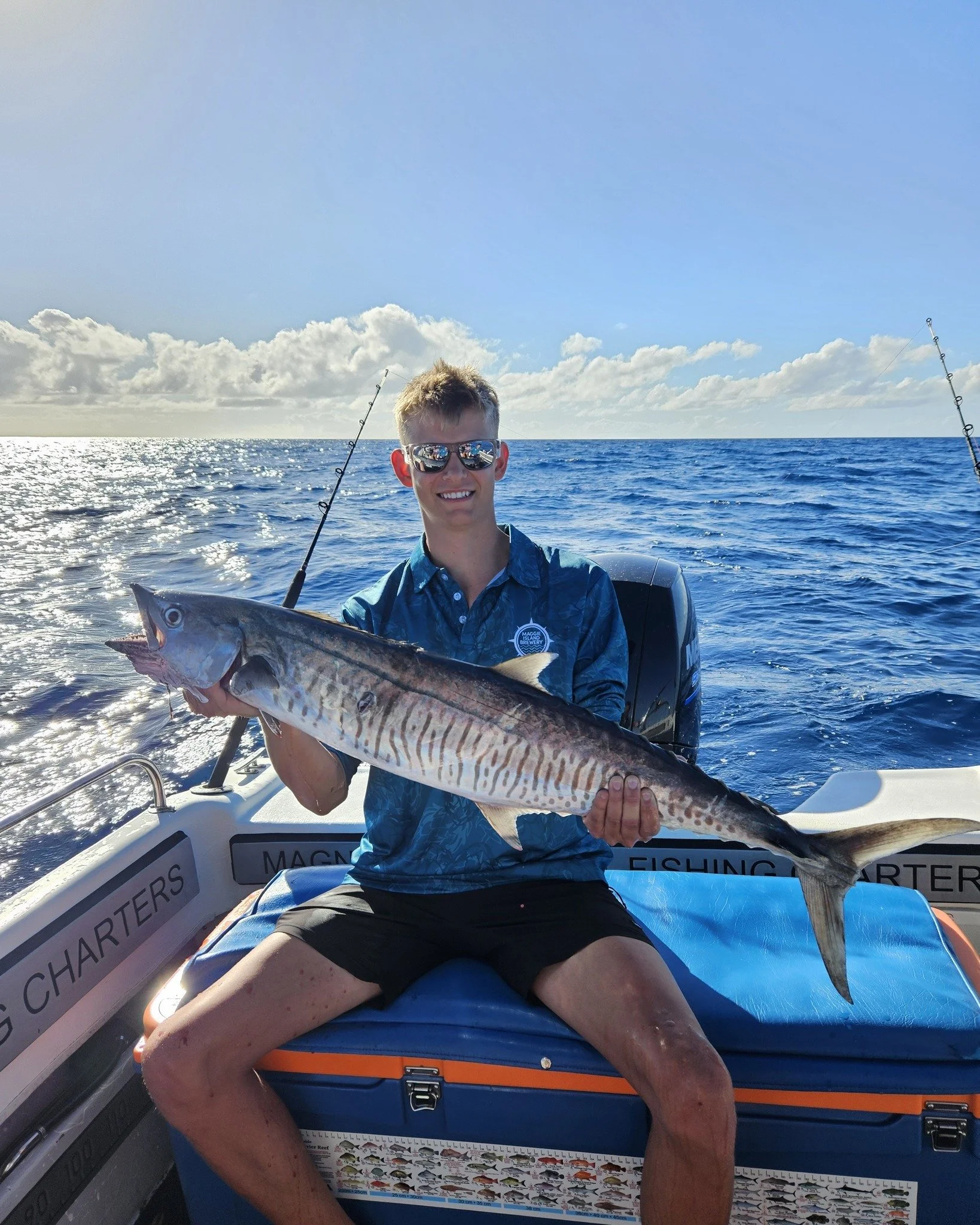 Another beautiful day out wide with the boys landing there first ever Spanish Mackerels. #magneticislandfishingcharters #lowrance #uglystick #halco #pelagicworldwide #pelagic #pelagicfishing #pelagics #spanishmackerel #fishingcharters #GreatBarrierRe