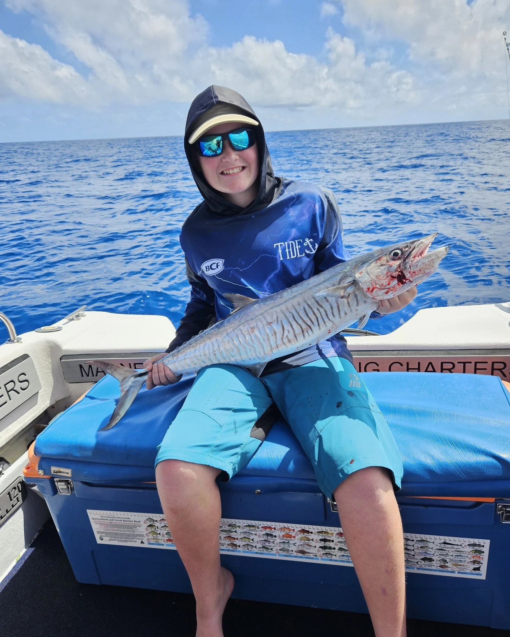 Kane, Amber and Ethan had a fantastic day on the Great Barrier Reef today seeing Humpback Whales, False Killer Whales and many species of fish around the reef.
Caught a few fish and lost a few to the tax men. It was a pleasure having you on board onc