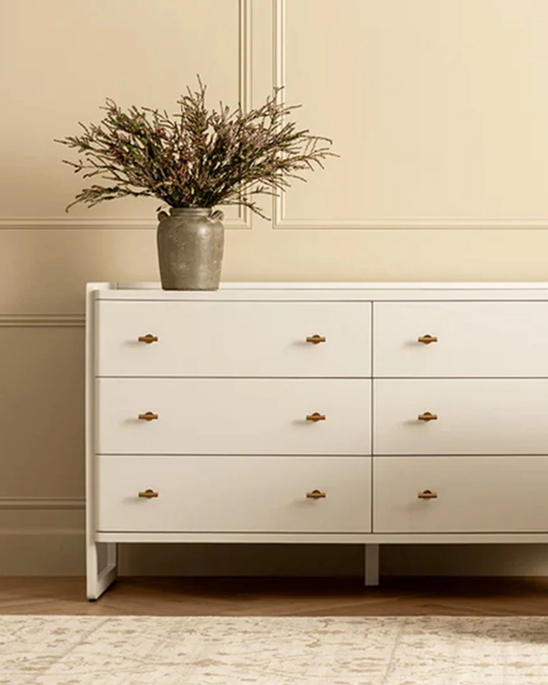 First designed for use in a children's room where surfaces are always busy places, we incorporated the leg into a backstop. The Butler dresser is now available in a new colourway offering up its functionality to other spaces. Designed exclusively for