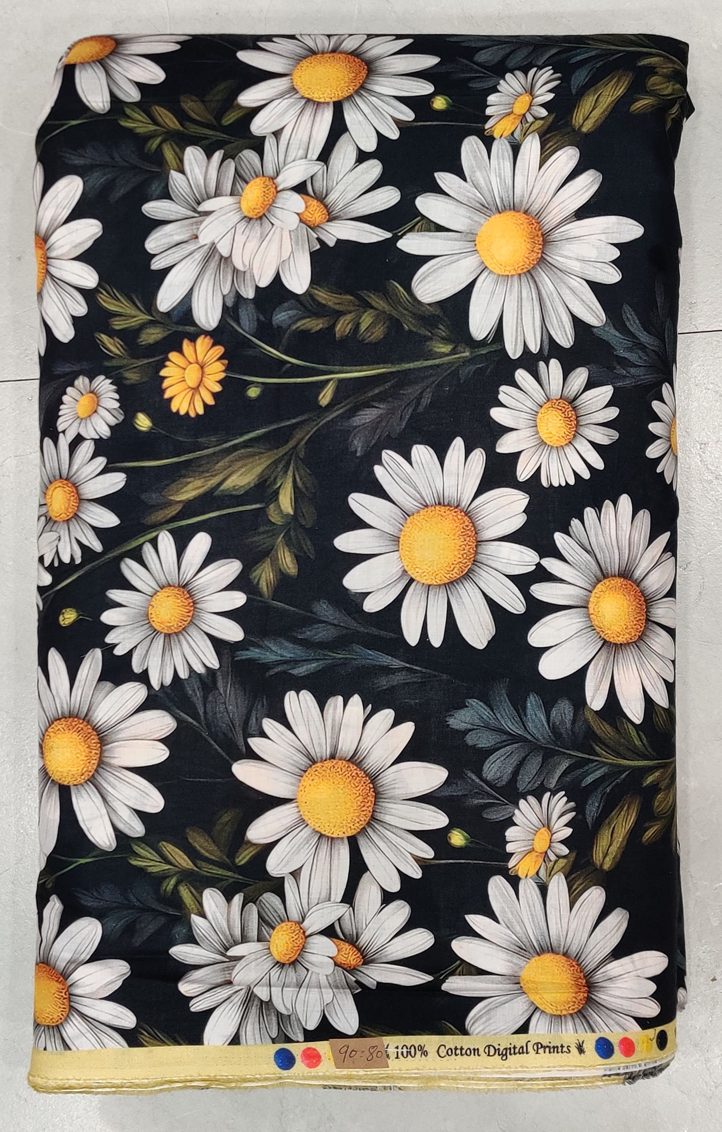 A densely packed, multi-colored ditsy print featuring tiny flecks of pink, blue, yellow, and white scattered across a dark background.