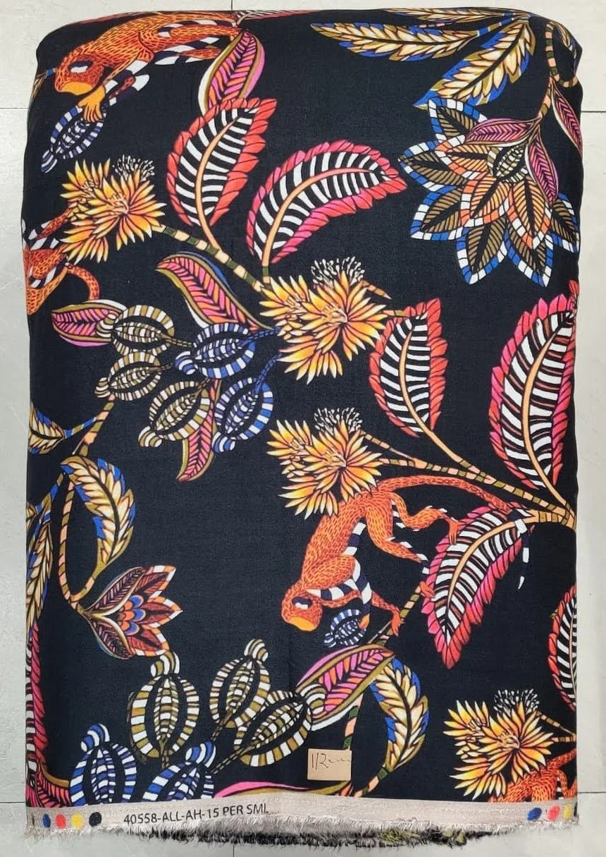 Polished vintage-gold and rich charcoal-black silk featuring an intricate damask layout with sweeping acanthus leaves, classical scrolling medallions, and sophisticated symmetrical framing.