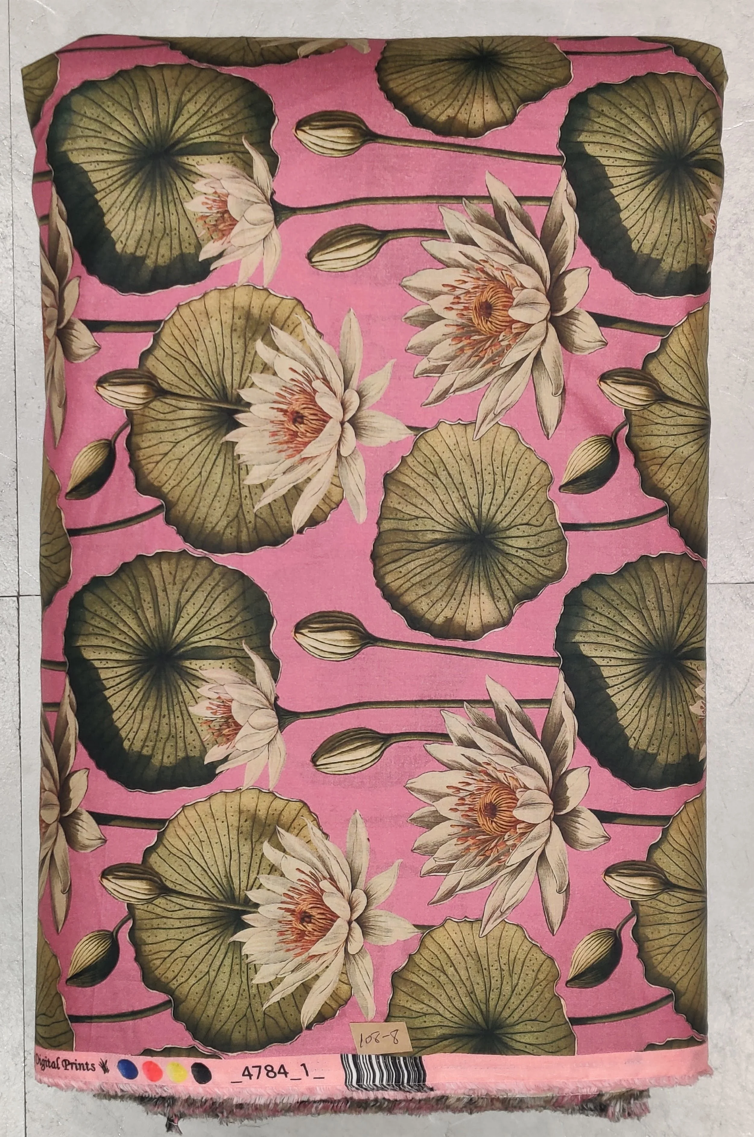 Dusty pink and olive green large botanical floral print, perfect for crafting elegant ethnic kurtis and contemporary statement dresses.