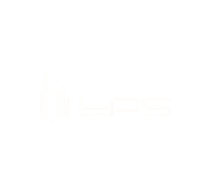 Logo da TPs com barras e letras brancas em fundo preto.