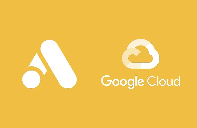 Logotipo do Google Cloud com uma nuvem estilizada e o texto "Google Cloud" em fundo amarelo
