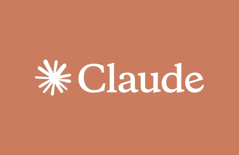 Logotipo com símbolo de estrela de oito pontas ao lado do nome 'Claude' em letras brancas sobre fundo marrom.