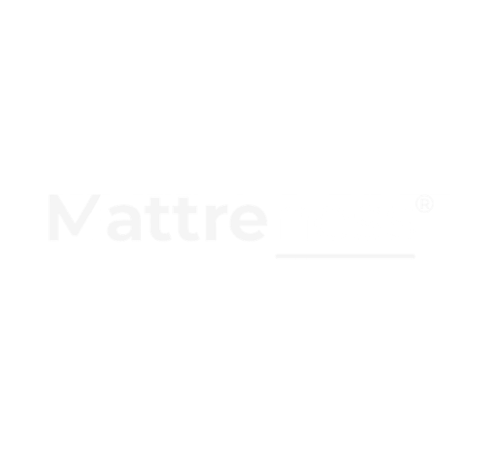 Logotipo da marca Mattress, com texto branco em fundo preto.