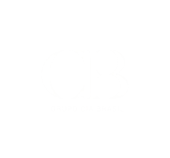 Logo preto com letras brancas 'Grupo CIA Brasil' e símbolo estilizado de 'C' e '3' no centro.