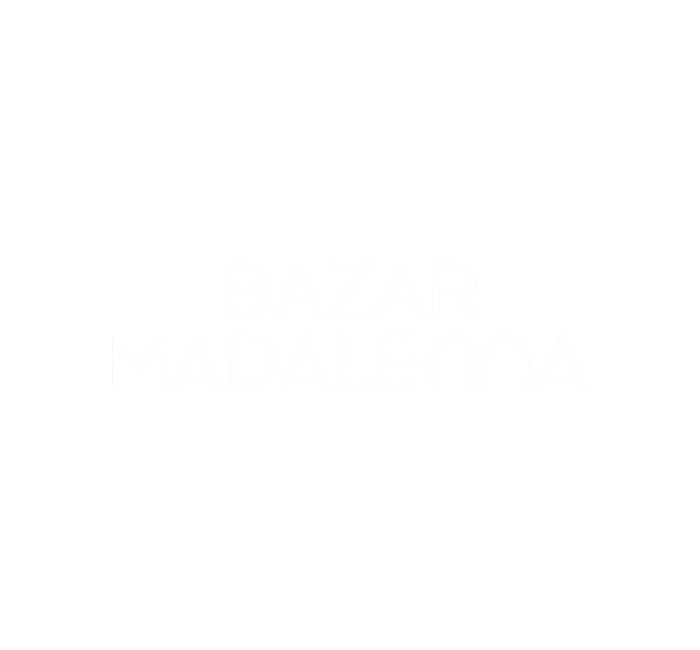 Logotipo preto e branco com as palavras 'BAZAR MADELEMA' em destaque.