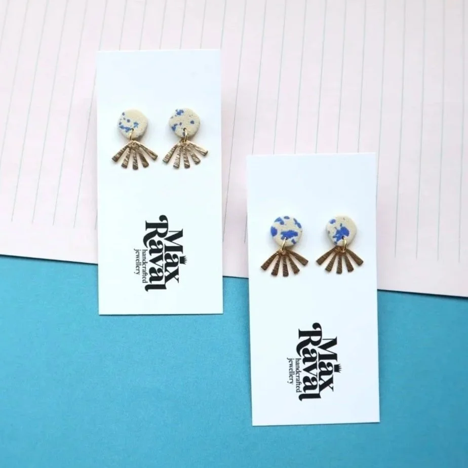 Ohrstecker S - Messing - Sandstone blue