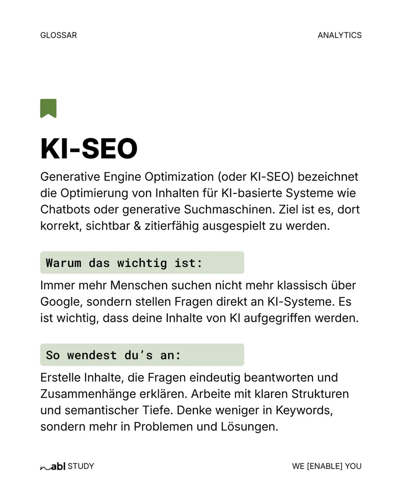 Was ist KI-SEO? Und wie werden deine Inhalte von KI-Systemen zitiert?

 👉🏼&nbsp;Wenn du tiefer in das Thema einsteigen willst, lies unser Blogpost zu aktuellen Ver&auml;nderungen in der SEO-Welt. https://www.nabl-agency.de/blog

#kiseo #seof&uuml;r
