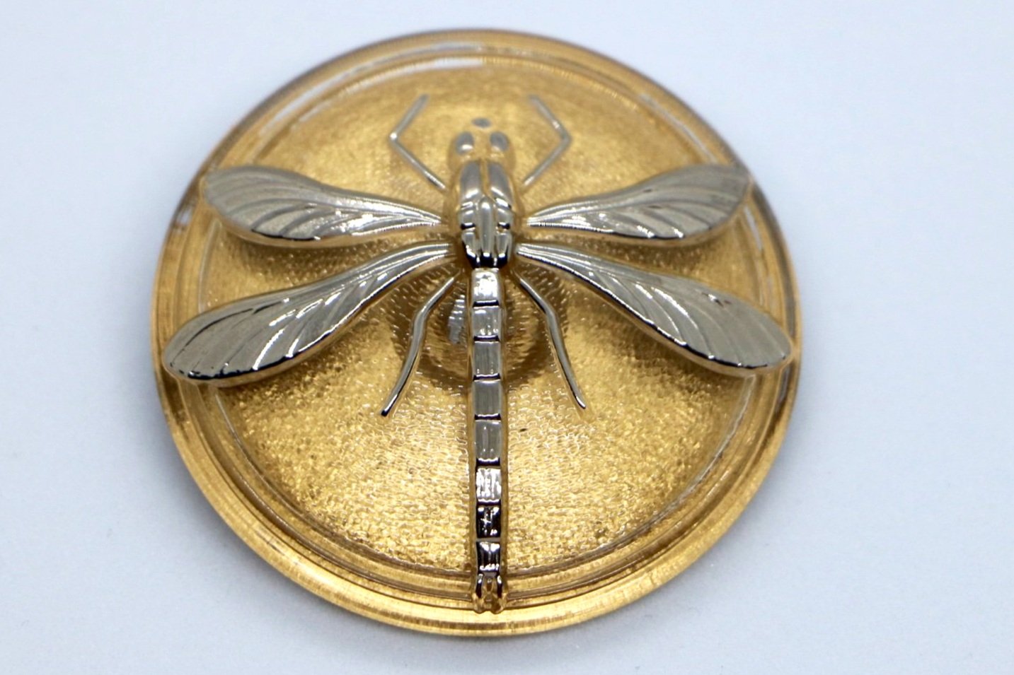 40 mm - Dragonfly knap - Guld med sølv