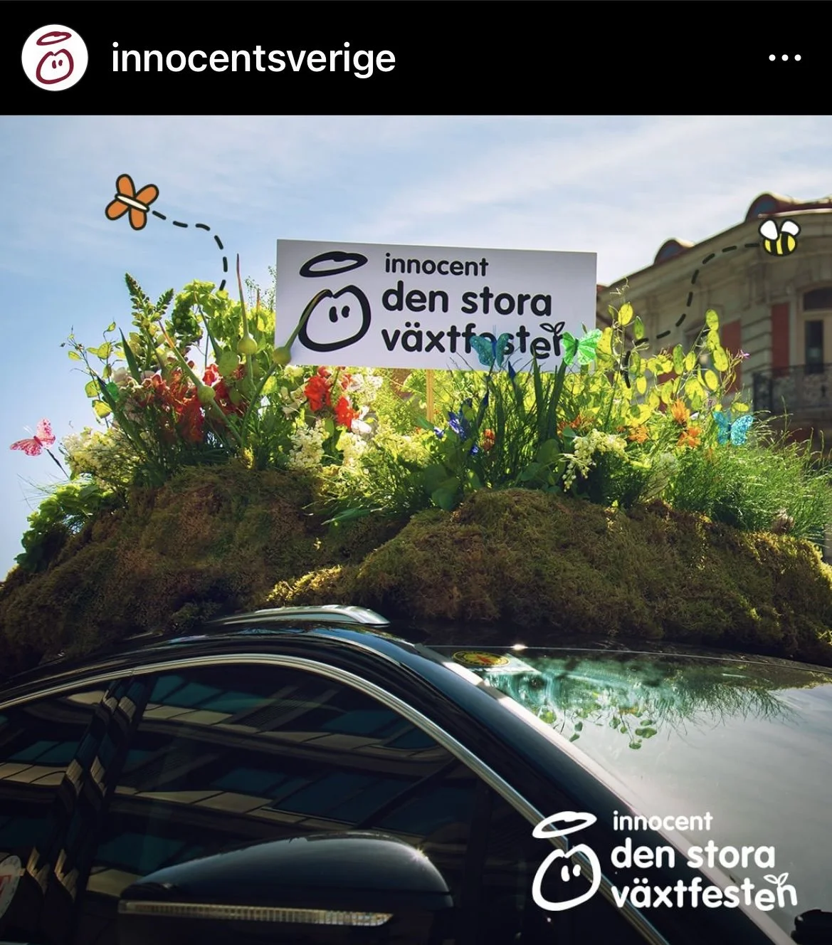 Seasonal floral installation in Stockholm designed by John Young Florals for Innocent Drinks