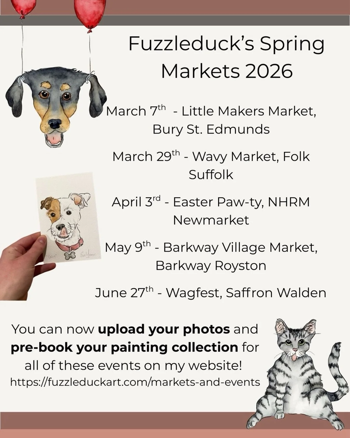 THE SPRING EVENT LISTS IS OUUUTT!

After the February blues I&rsquo;m so excited to get back to live painting with you all and to take part in all of these events. Let me know if you&rsquo;re coming along!

I&rsquo;m not coming to market near you? Le
