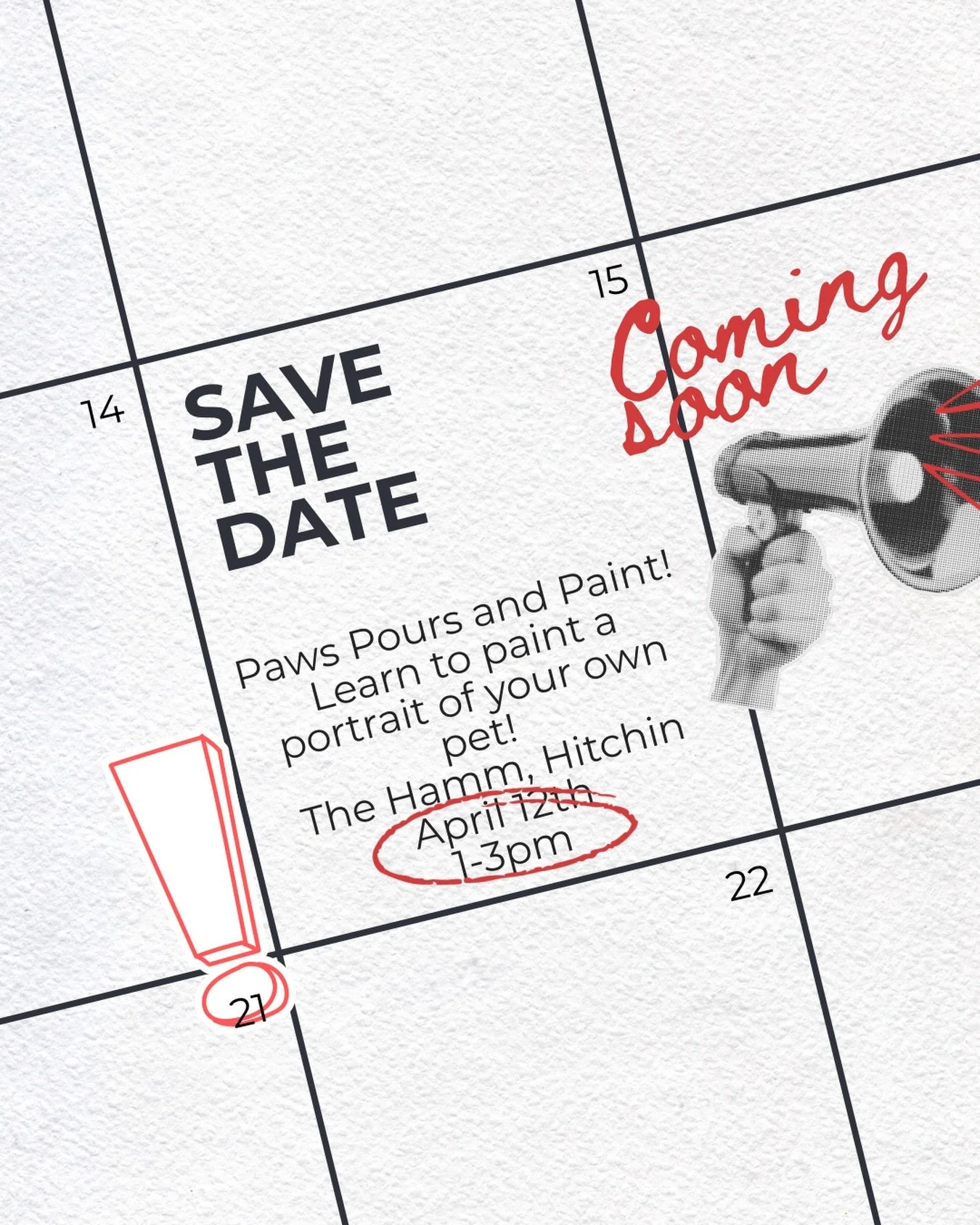 Just bring along a photo of your pet and leave with your own mini masterpiece!

📍The Hamm Hitchin
April 12th, 1-3pm
Completely beginner friendly with all materials provided 

Book your space online now, link in my bio

#whatsoninhitchin #artworkshop