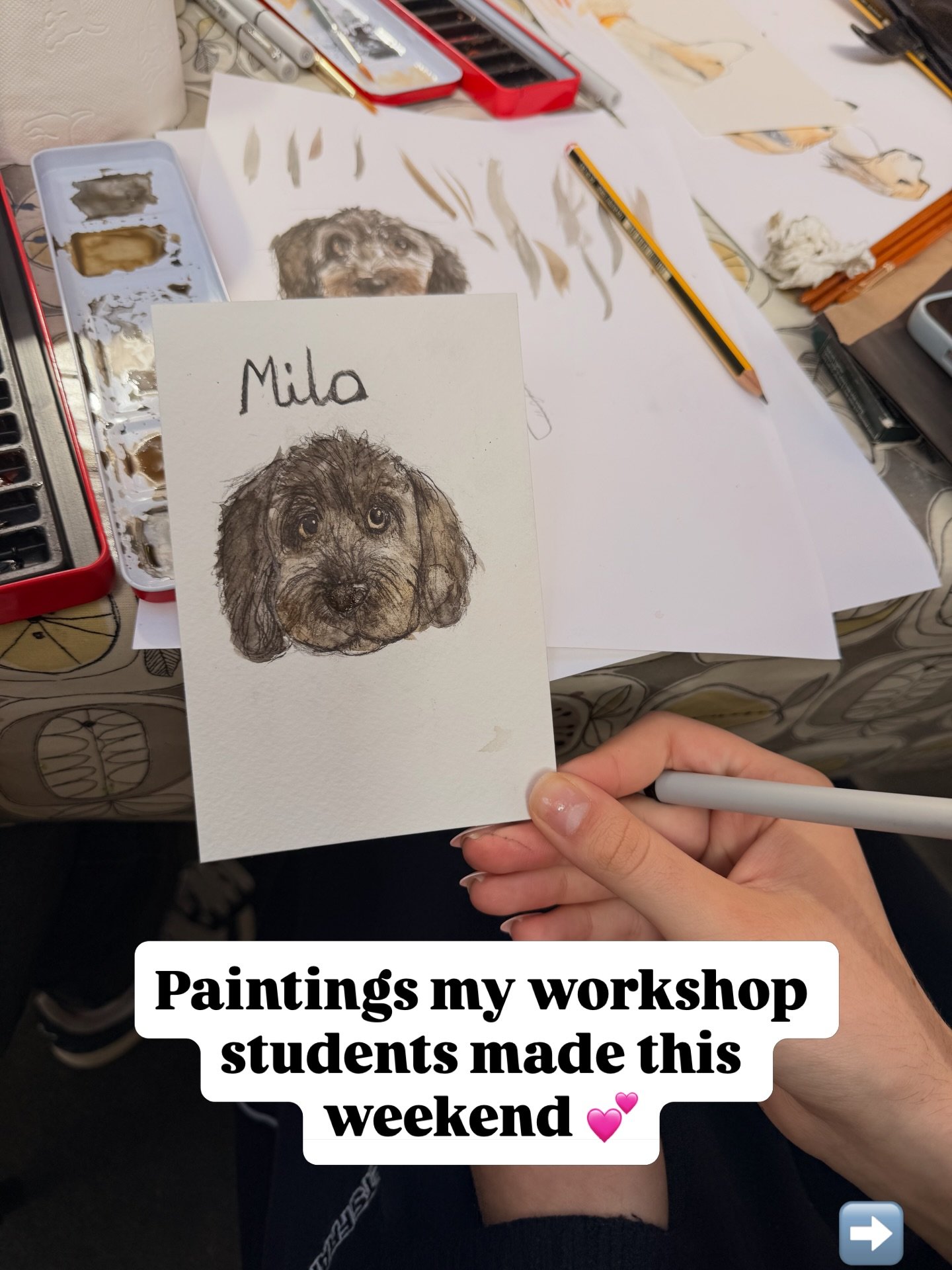 Proof anyone can learn to paint their own pet!

Thank to everyone who came along, and to @thehammhitchin for having me! 
Would you like to join for a workshop? Let me know when and where in the comments

Next Workshop: Folk Suffolk, July 18th 1 - 3pm
