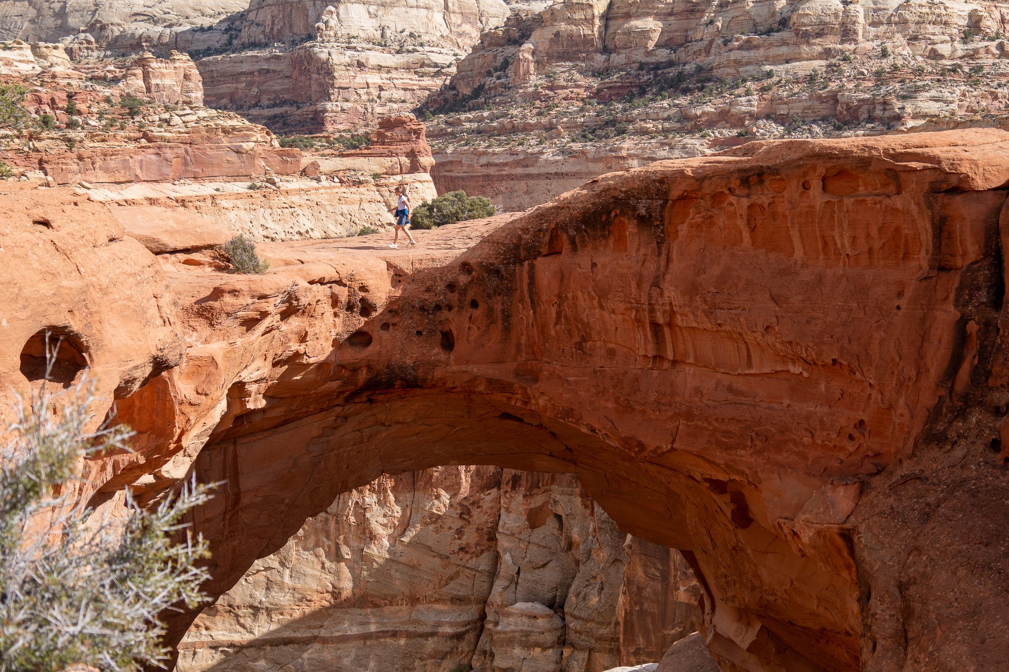 woman walking on arch, capitol reef, utah, usa.jpg