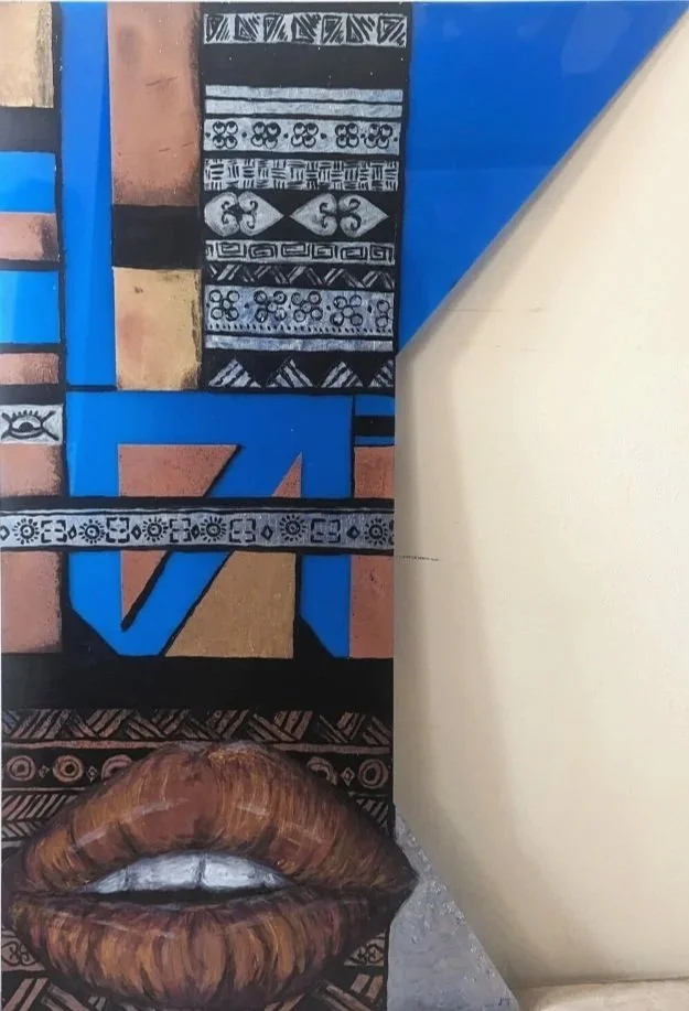 "Future: Carved-out Red Rock Black Lips"
Mixed-Media, Acrylic Board
2023 
