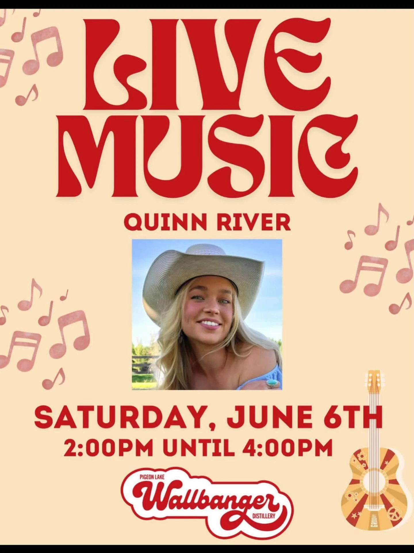 Live Music THIS Saturday! 🎶

Mark your calendars and join us from 2:00&ndash;4:00 PM as the incredibly talented Quinn River takes the stage at Wallbanger!

Straight from a working horse ranch in Alberta, Quinn brings authentic country charm, powerho