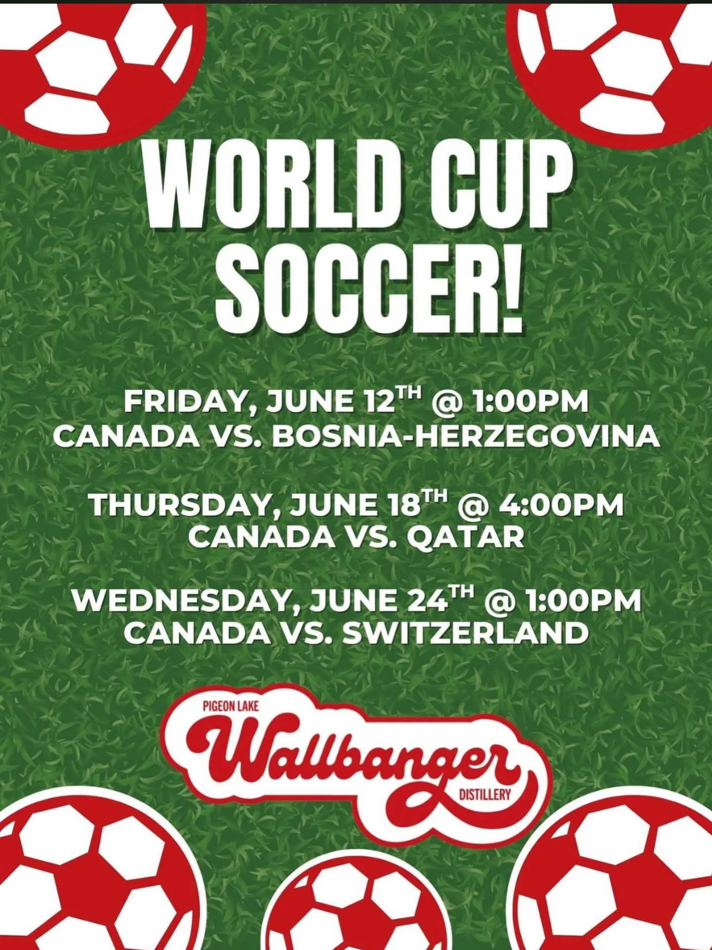 The World Cup is coming, and we think you should come watch the action with us at Wallbanger. Bring your pals and your team spirit! 

The Canada matches will be on, the cocktails will be shaken and stirred (and dangerously delicious), and we&rsquo;ll