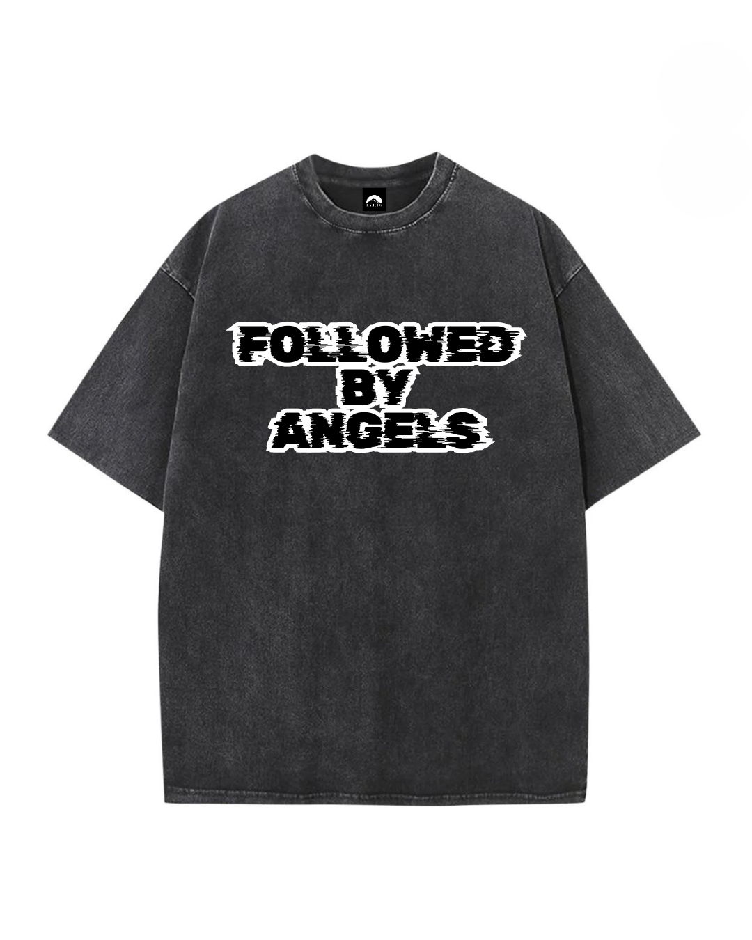 FOLLOWED BY ANGELS VINTAGE ACID WASHED T-SHIRT BLACK