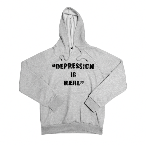 DEPRESSION IS REAL PULLOVER HOODIE GREY