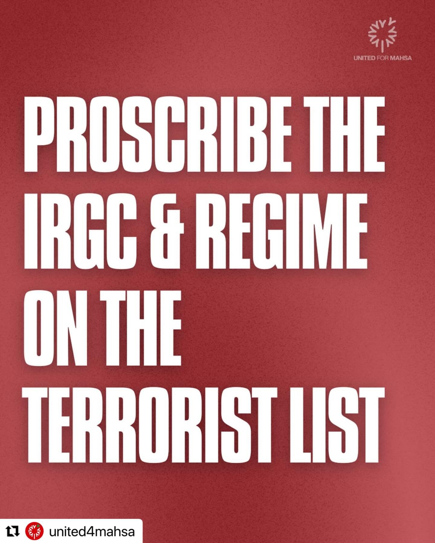 #Repost @united4mahsa with @use.repost
・・・
Proscribing the IRGC isn&rsquo;t symbolic &mdash; it&rsquo;s strategic &amp; important.

When governments designate the IRGC and regime-linked entities as terrorist organisations, it isolates the regime, res