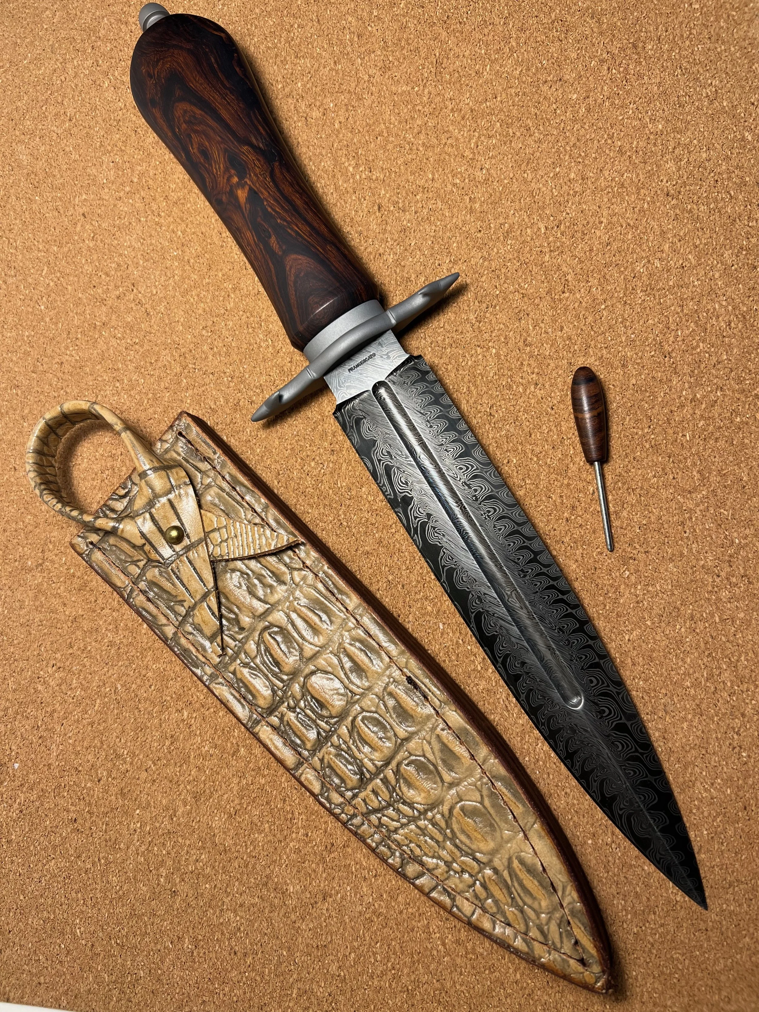 Letter opener - multibar Turkish twists Damascus steel- take down