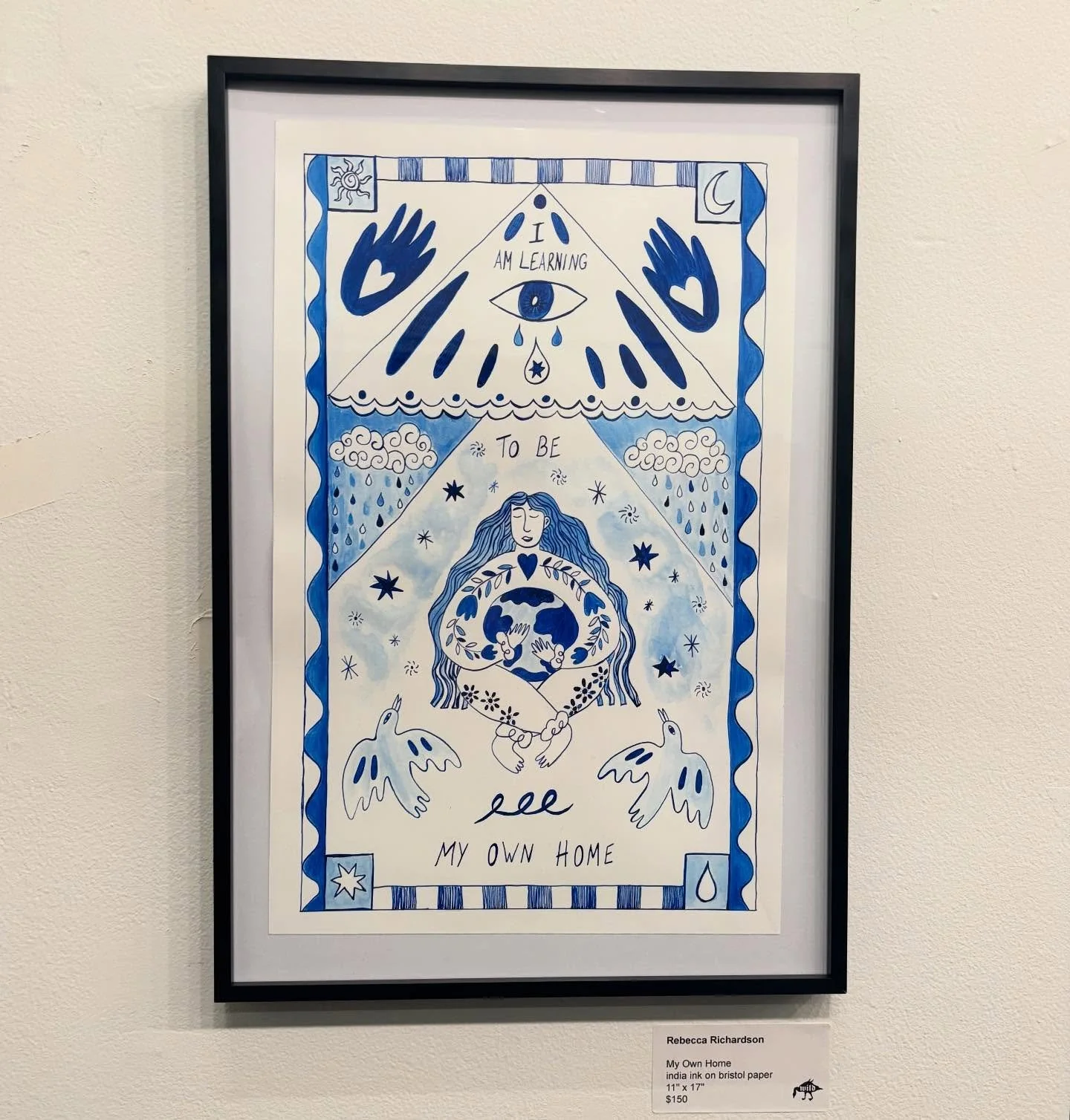 Hi I made this thing that&rsquo;s nailed to a wall at @wildgoosecreative . Thanks for a good year in the artist incubator program! @joleanna_designs is the best mentor and muralist in town 🫶🏼

This piece was my first time using a nib and brush. Cra