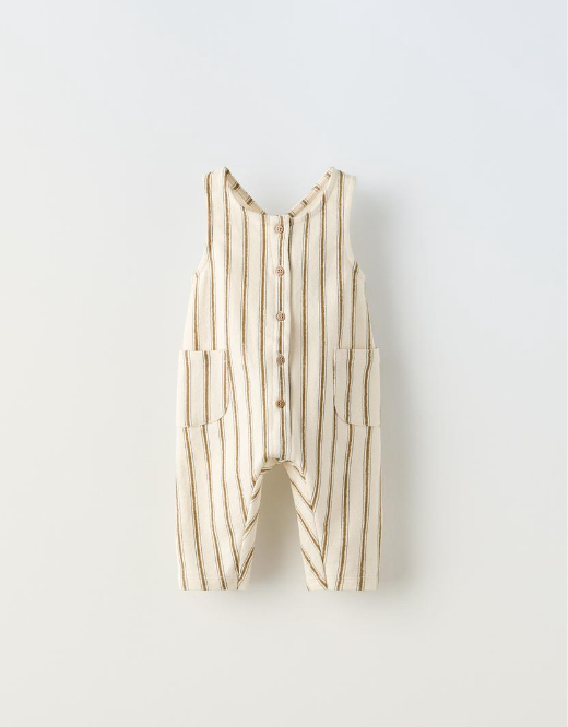 Zara PLUSH STRIPED OVERALLS