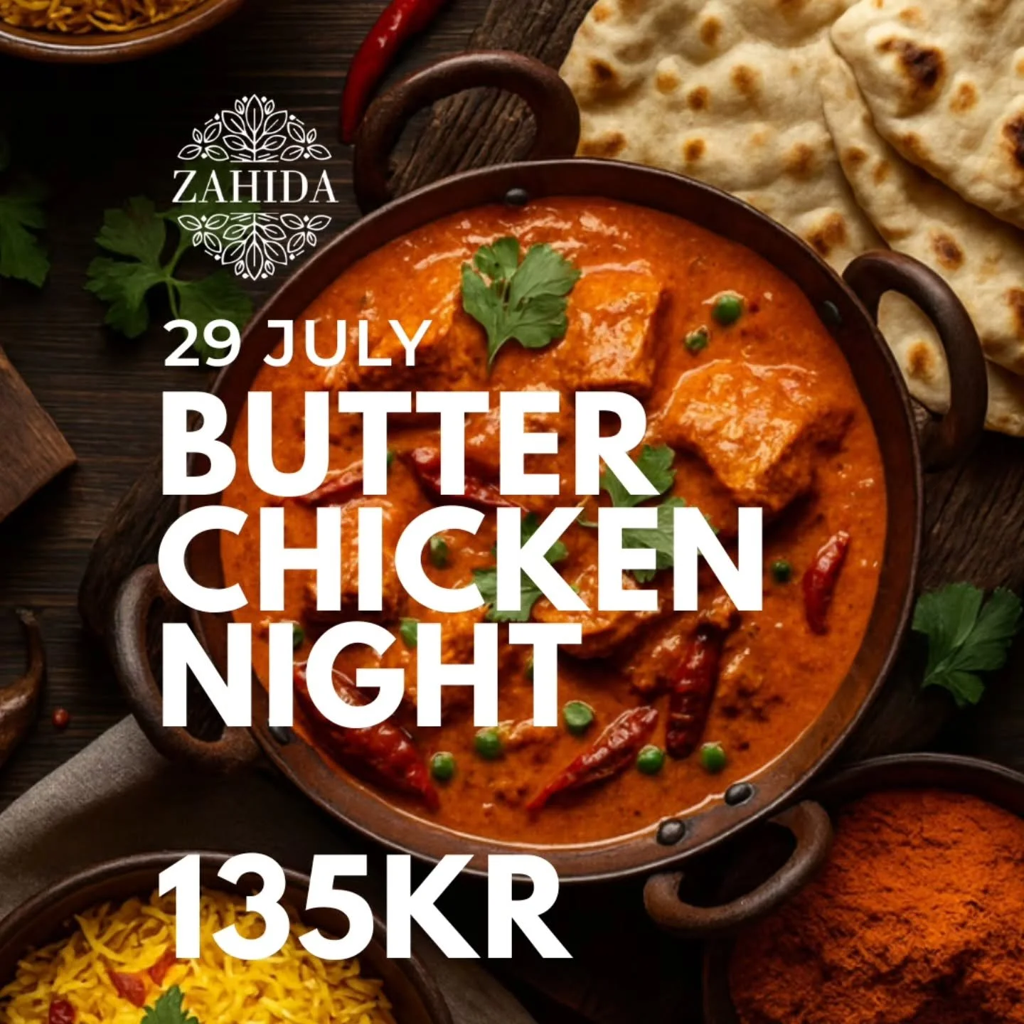 Butter chicken night is back. Book via link in bio. Only a handful of seats per event. Come hungry 😋