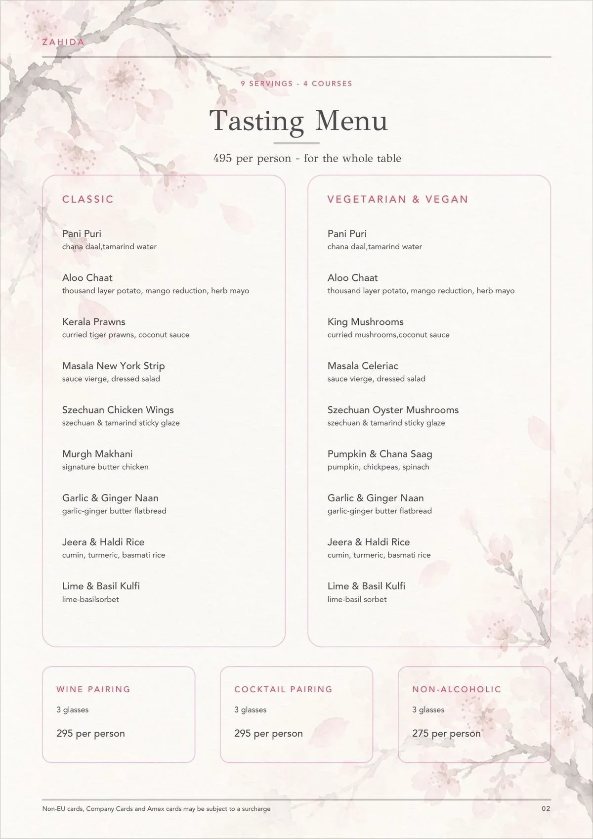 Zahida tasting menu – classic and vegetarian & vegan, 495 DKK per person