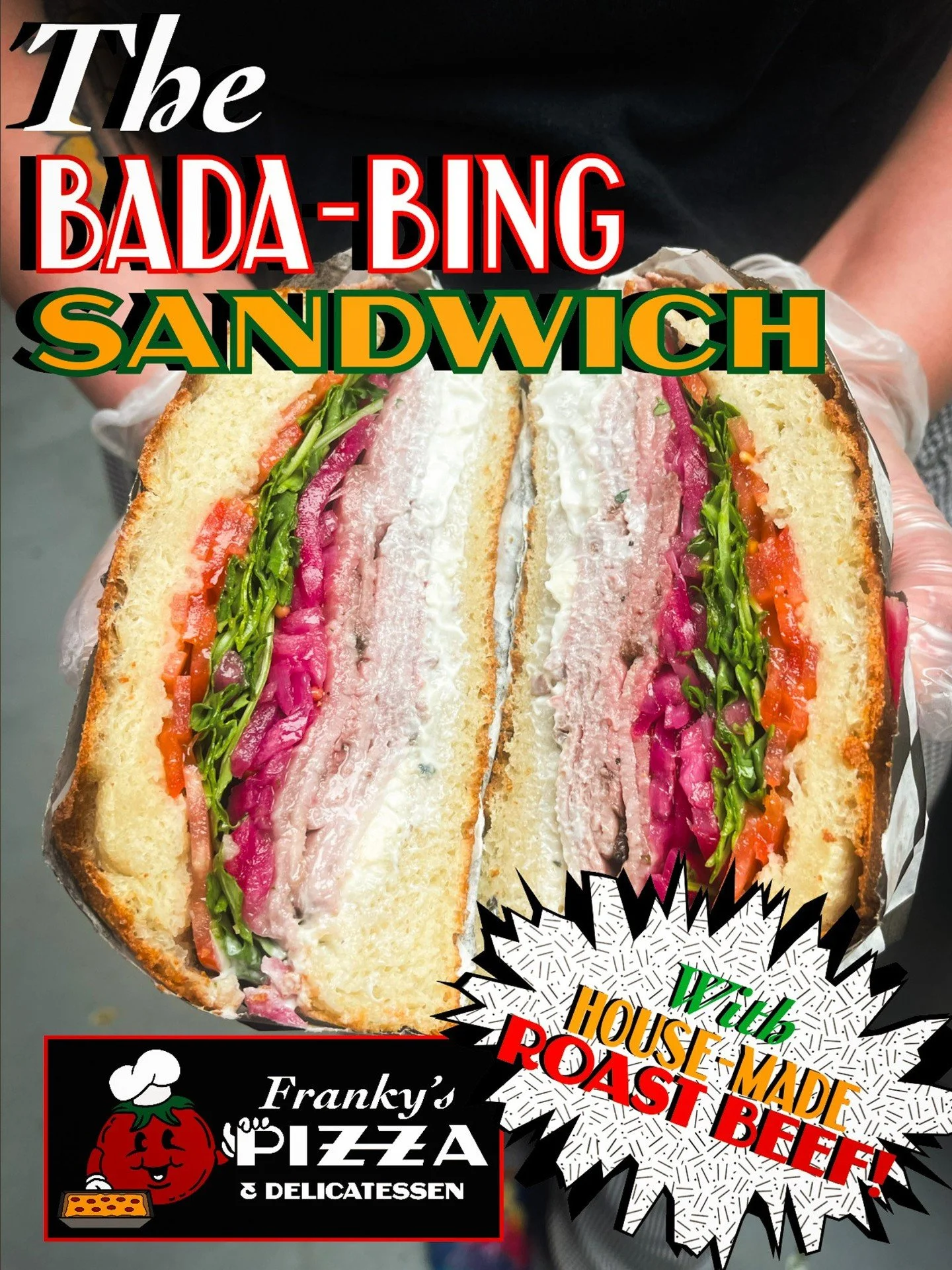 SPOTLIGHT SPECIAL ALERT! The BADA-BING Sandwich! House-Made Roast Beef, Whipped Gorgonzola, Pickled Red Onions, Baby Arugula, and Sliced Tomatoes. Served on our ALWAYS Fresh Baked Signature Paffuto Rolls! 

Give us a call or order one online at https