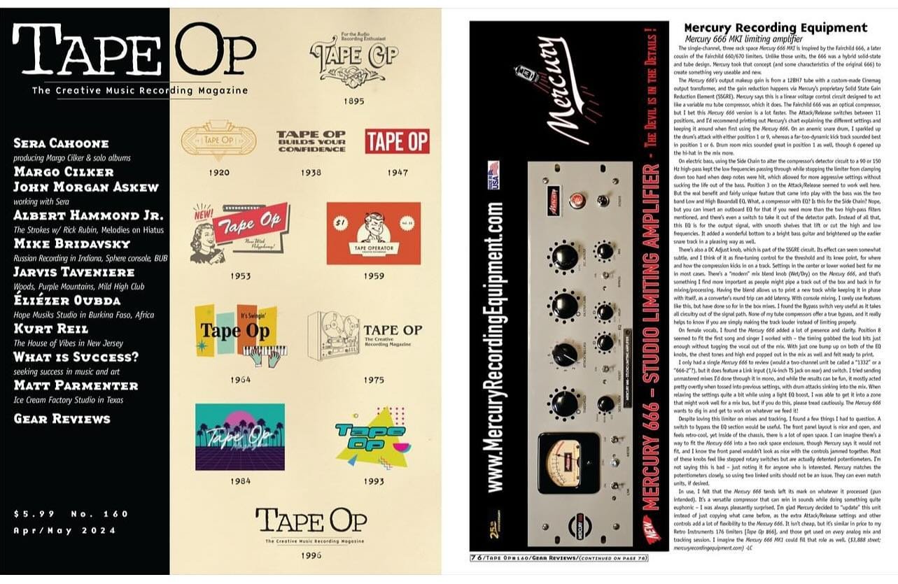 CHECK OUT THE LATEST ISSUE of TAPE OP! Larry Crane Reviewed our new MERCURY 666 LIMITING AMPLIFIER. 

We are celebrating 25 years at Mercury Recording Equipment and 30 years at Marquette Audio Labs&hellip; still doing what we do and loving it! Need H