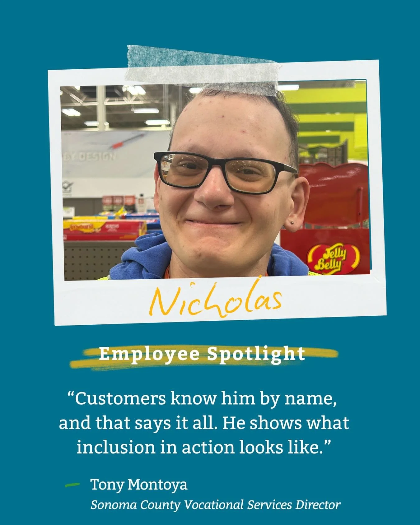 ✨ Spotlight on Inclusion ✨
Meet Nicholas Rainwater, a valued employee with UCP’s Group Supported Employment program. Nicholas works @friedmanshome in Petaluma, where he’s not only an important part of the team, but also a familiar face t