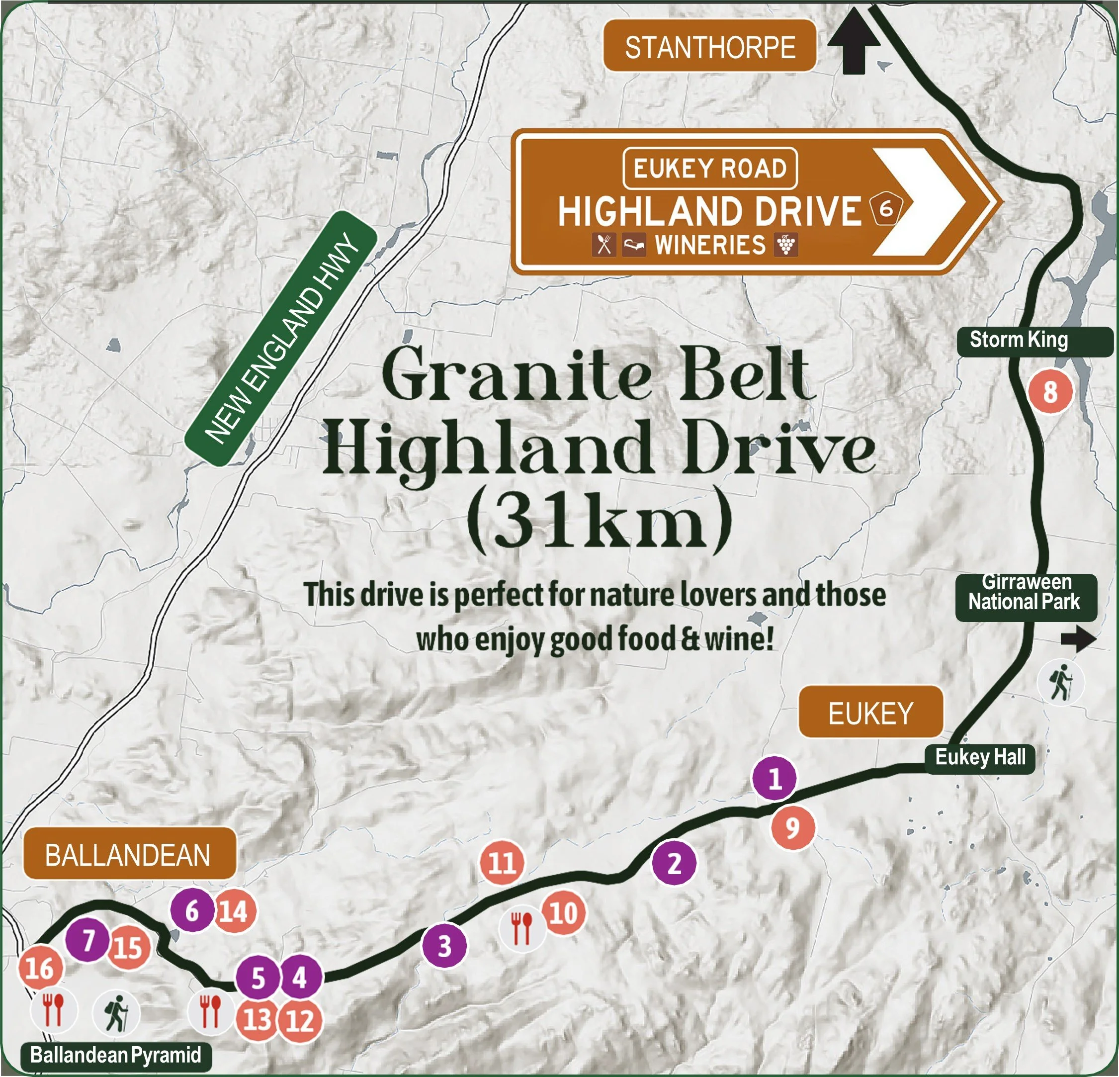 granite belt highland drive map
