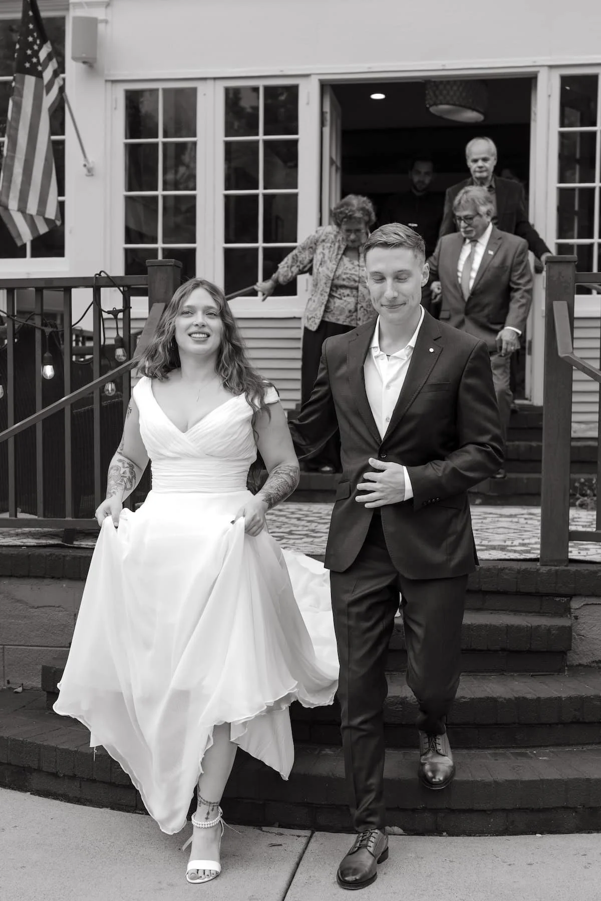 Couple celebrating after wedding ceremony