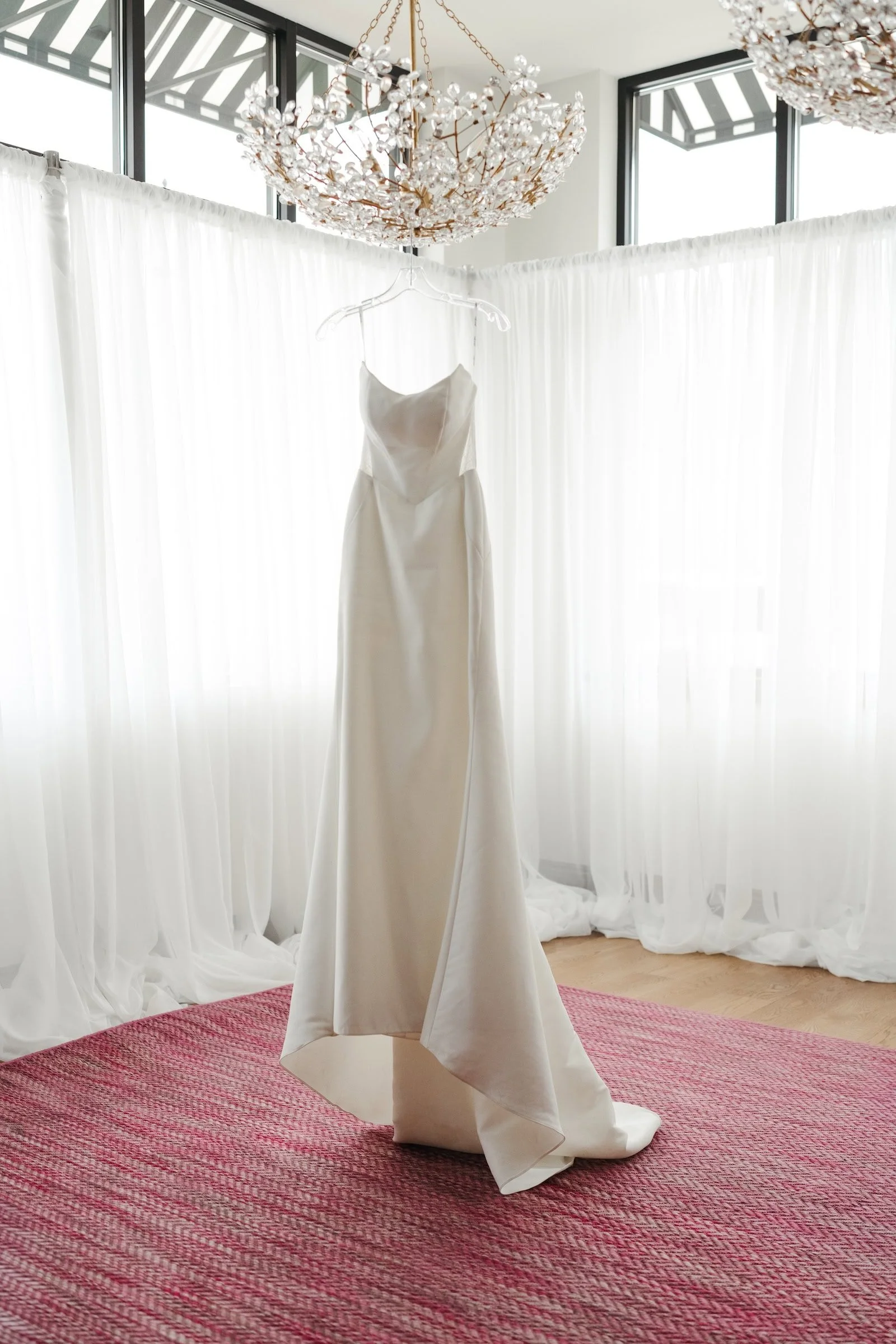 wedding dress in the ready room