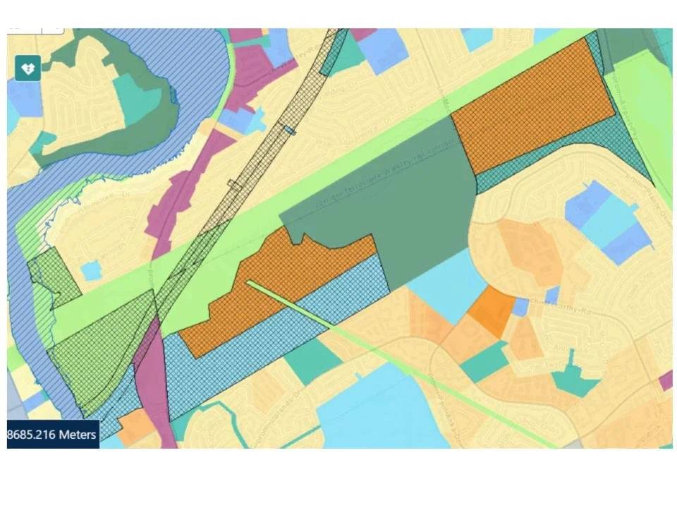Map showing the areas that the NCC is appealing for zoning