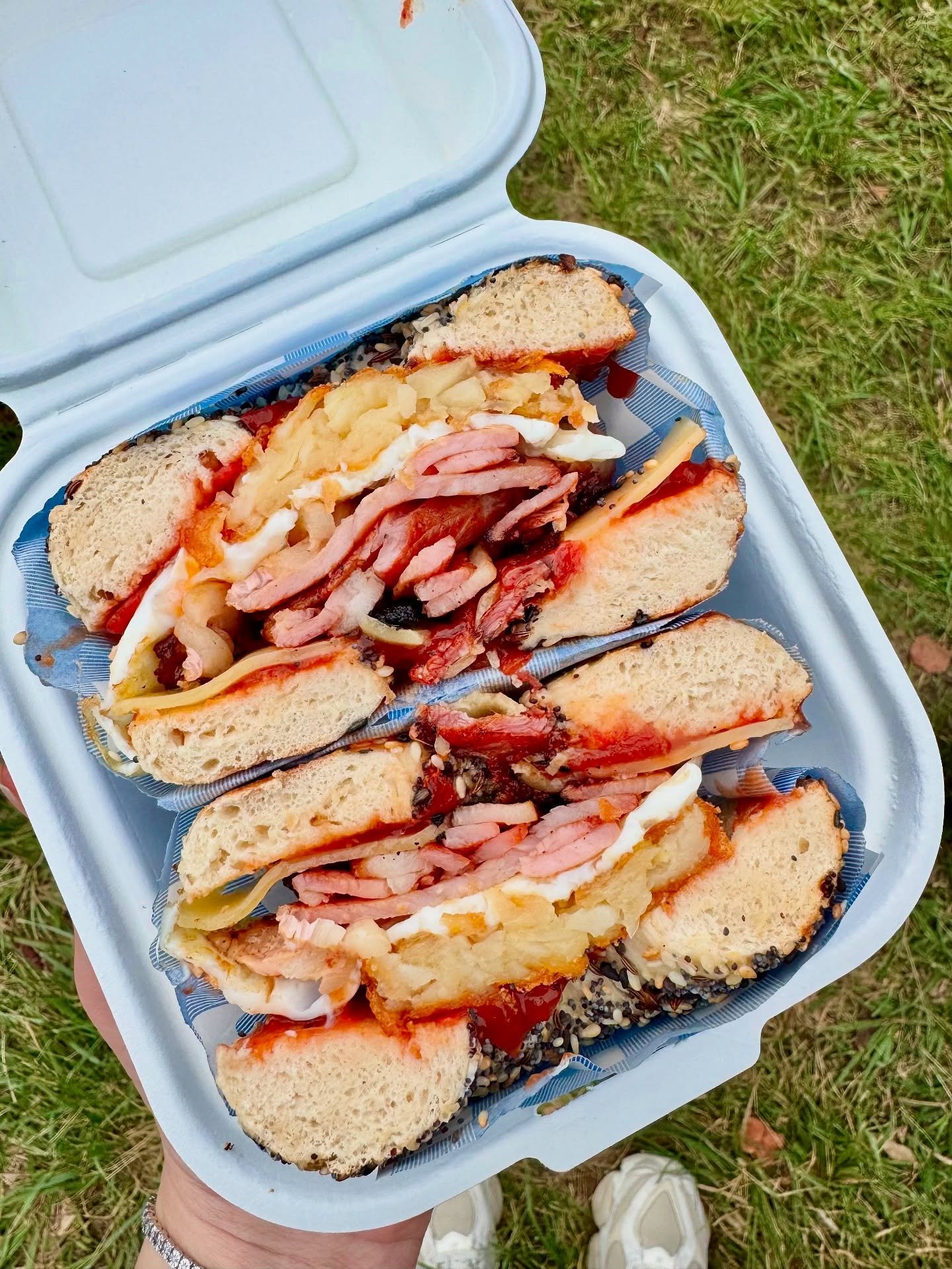 Breaky bagel loaded with all the good stuff!