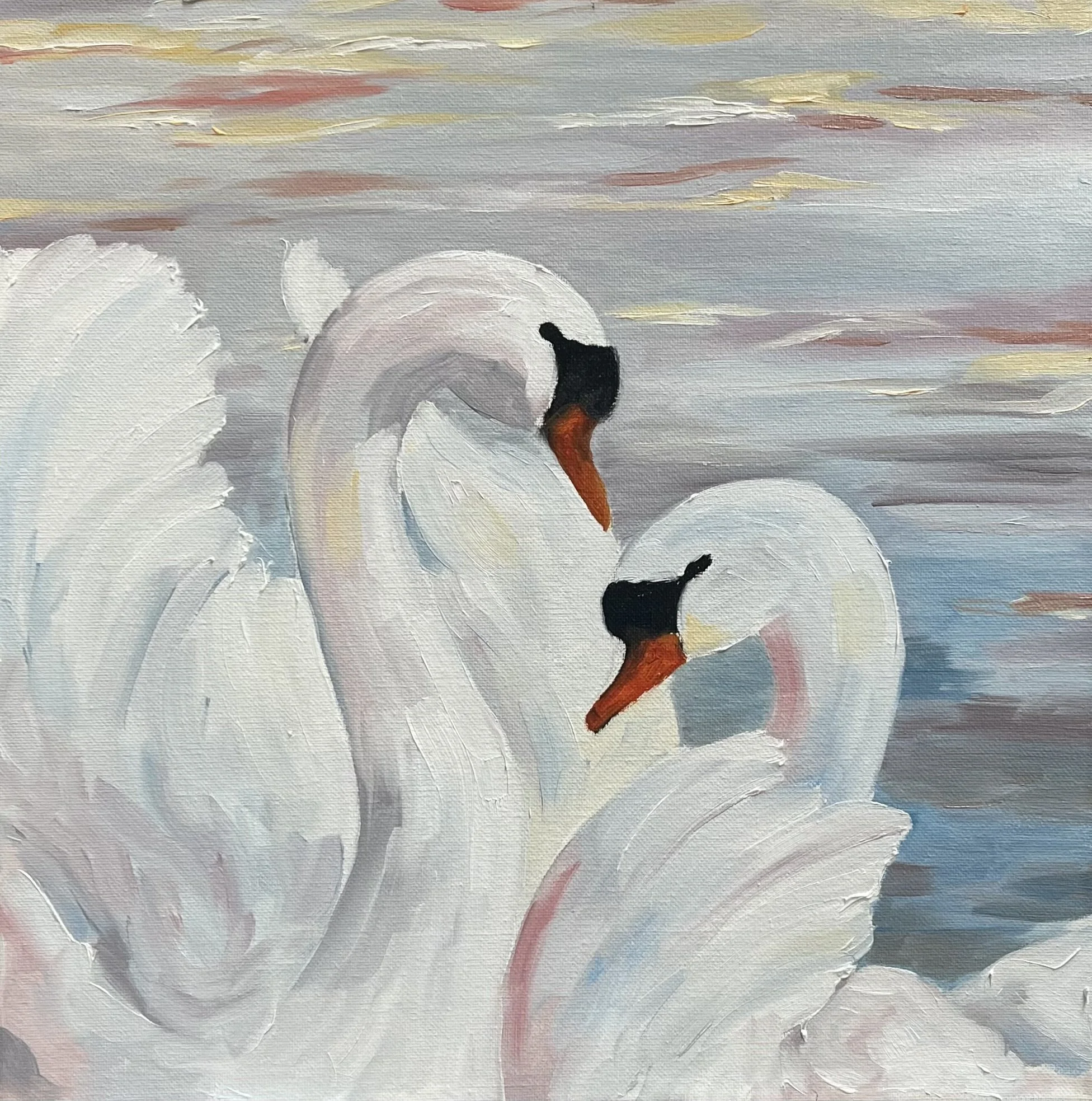 Oil Painting Class "Swans".