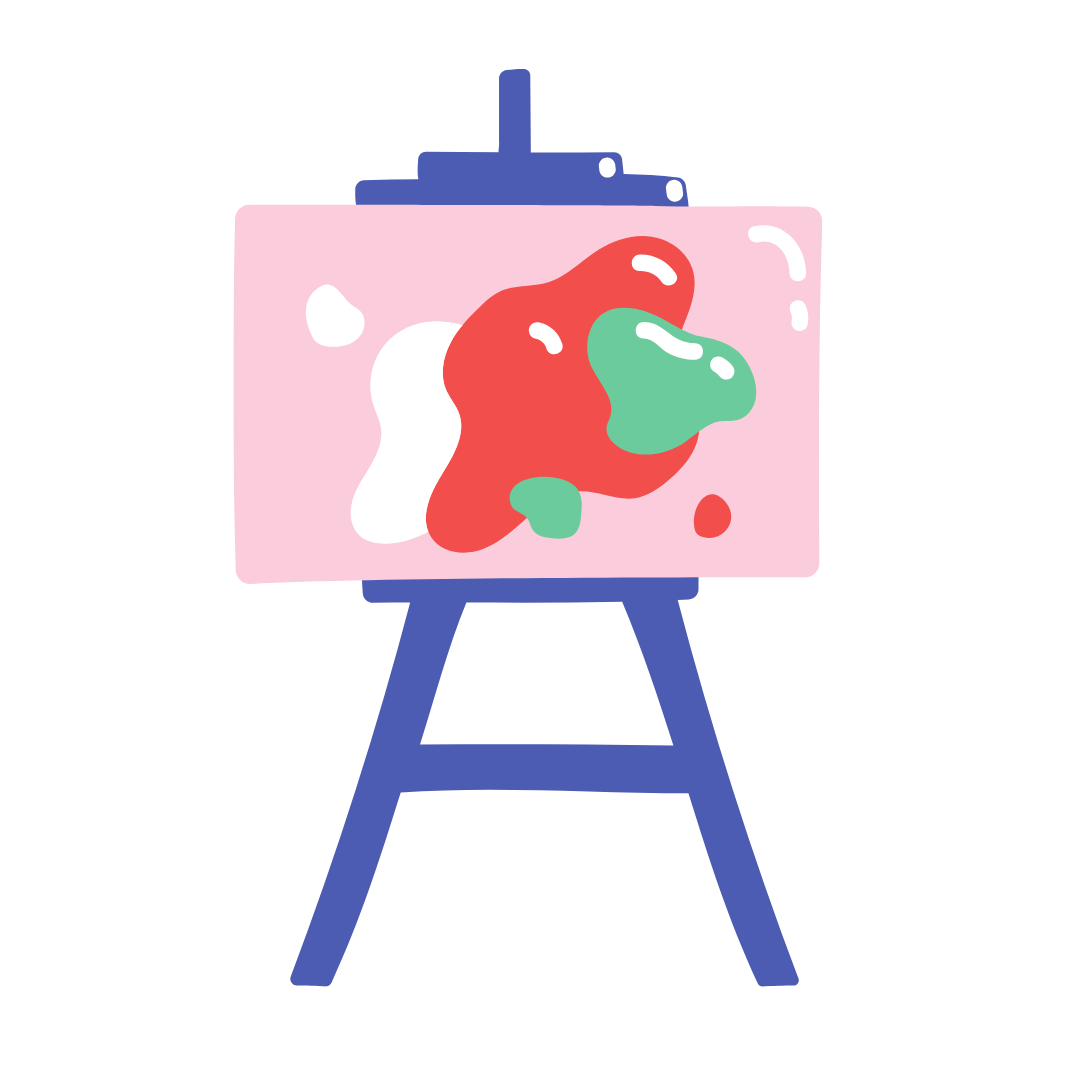icon illustration of an easel with art work