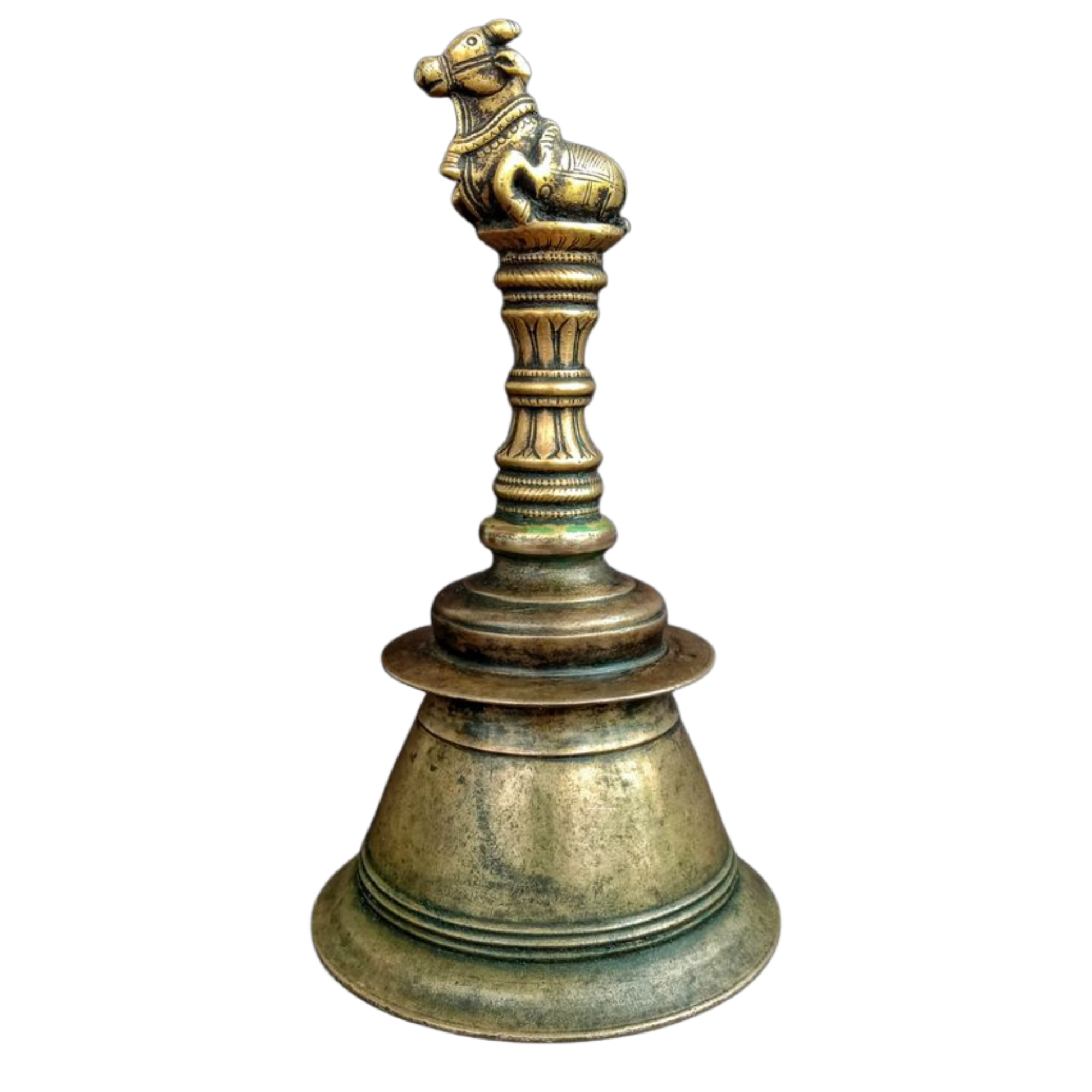 Ancient decorated sculpture of a mythical creature on a column.