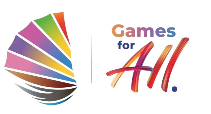 Colorful logo with a rainbow fan and the words 'Games for All' in multicolored text.