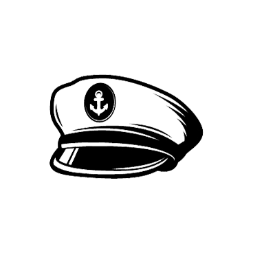Black captain's hat with an anchor emblem on the front.