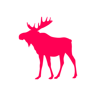 Pink silhouette of a moose.