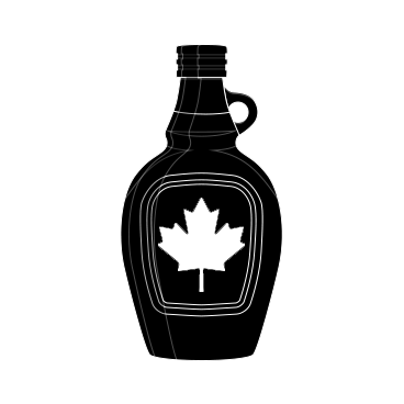 Silhouette of a hot sauce bottle with a Canadian maple leaf on the label.