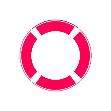 Pink and black circular graphic with segments and a central hole.